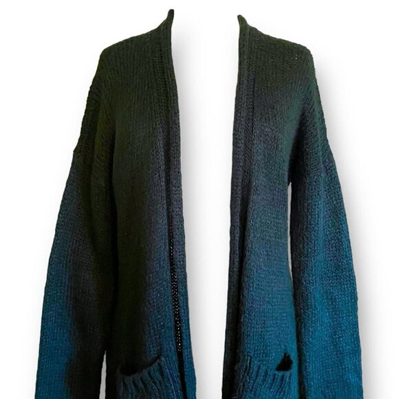 Wooden Ships Womens Cardigan Sz Medium Large Pine Green Mohair Wool Sweater - Picture 2 of 7